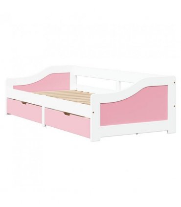 vidaXL Day Bed with 2 Drawers without Mattress IRUN White&Pink 90x200 cm — Colour: white and pink — V0671963979
