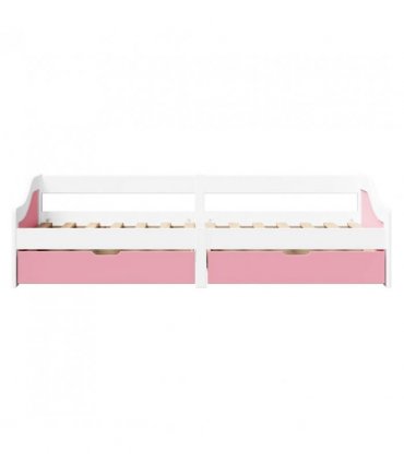 vidaXL Day Bed with 2 Drawers without Mattress IRUN White&Pink 90x200 cm — Colour: white and pink — V0671963979