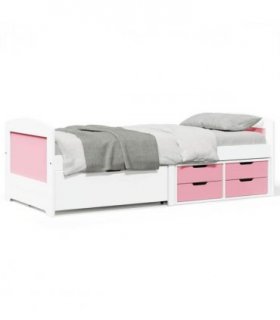 vidaXL Day Bed with 5 Drawers without Mattress IRUN White&Pink 90x200 cm — Colour: white and pink