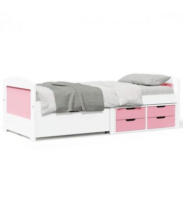 vidaXL Day Bed with 5 Drawers without Mattress IRUN White&Pink 90x200 cm — Colour: white and pink