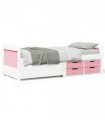 vidaXL Day Bed with 5 Drawers without Mattress IRUN White&Pink 90x200 cm — Colour: white and pink