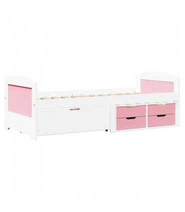 vidaXL Day Bed with 5 Drawers without Mattress IRUN White&Pink 90x200 cm — Colour: white and pink