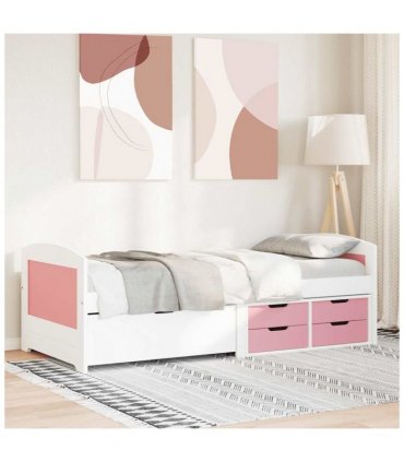 vidaXL Day Bed with 5 Drawers without Mattress IRUN White&Pink 90x200 cm — Colour: white and pink