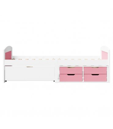 vidaXL Day Bed with 5 Drawers without Mattress IRUN White&Pink 90x200 cm — Colour: white and pink