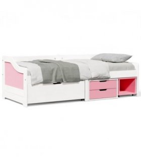 vidaXL Day Bed with 3 Drawers without Mattress IRUN White&Pink 90x200 cm — Colour: white and pink
