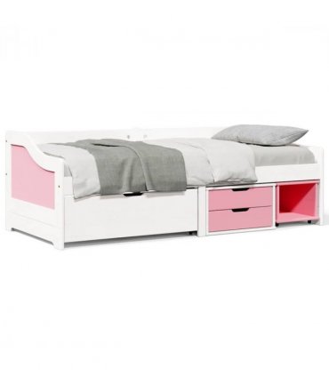 vidaXL Day Bed with 3 Drawers without Mattress IRUN White&Pink 90x200 cm — Colour: white and pink