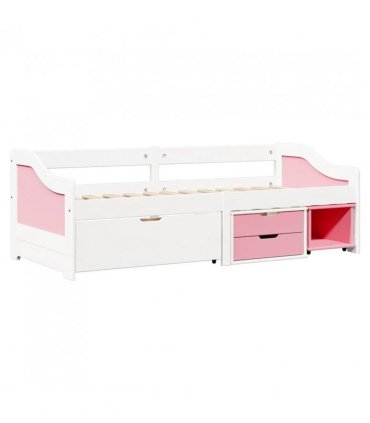 vidaXL Day Bed with 3 Drawers without Mattress IRUN White&Pink 90x200 cm — Colour: white and pink