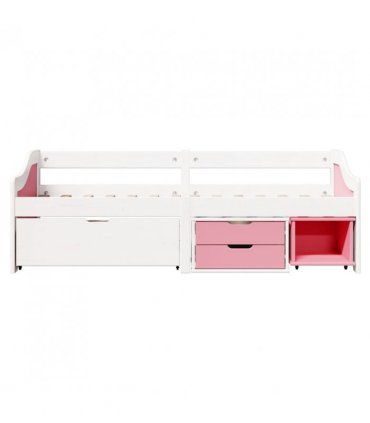 vidaXL Day Bed with 3 Drawers without Mattress IRUN White&Pink 90x200 cm — Colour: white and pink
