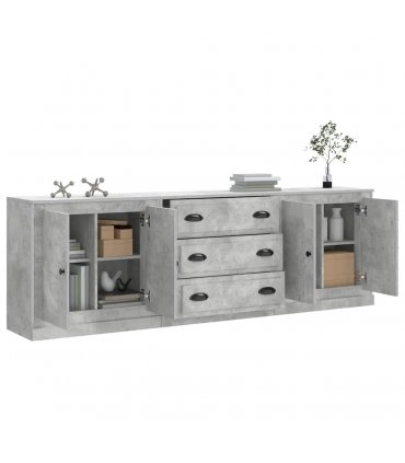 vidaXL Sideboards 3 pcs Concrete Grey Engineered Wood — V0671963988