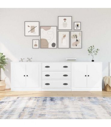 vidaXL Sideboards 3 pcs White Engineered Wood — V0671963990