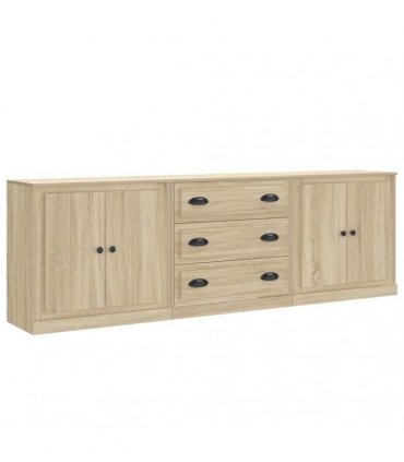 vidaXL Sideboards 3 pcs Sonoma Oak Engineered Wood — V0671963992