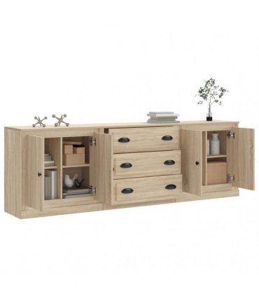 vidaXL Sideboards 3 pcs Sonoma Oak Engineered Wood — V0671963992