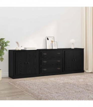 vidaXL Sideboards 3 pcs Black Oak 210 x 35.5 x 67.5 cm Engineered Wood