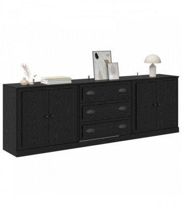 vidaXL Sideboards 3 pcs Black Oak 210 x 35.5 x 67.5 cm Engineered Wood