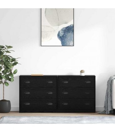 vidaXL Sideboards 2 pcs Black Oak 70 x 35.5 x 67.5 cm Engineered Wood