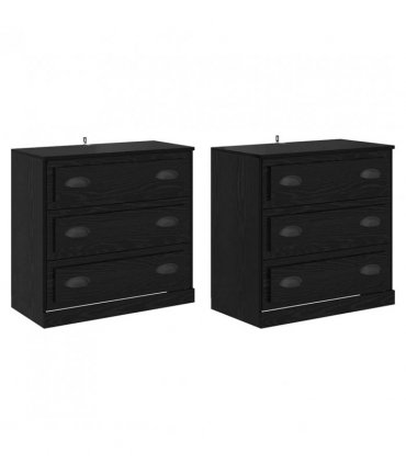 vidaXL Sideboards 2 pcs Black Oak 70 x 35.5 x 67.5 cm Engineered Wood