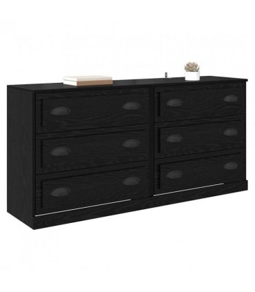 vidaXL Sideboards 2 pcs Black Oak 70 x 35.5 x 67.5 cm Engineered Wood