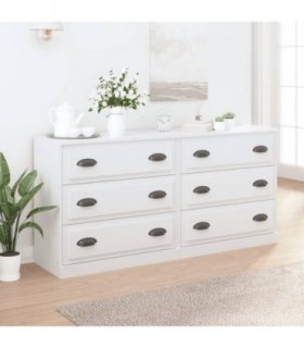 vidaXL Sideboard | Set of 2 | White | Engineered Wood | Medium | Sideboard