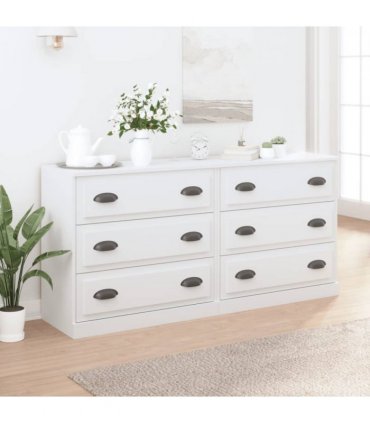 vidaXL Sideboard | Set of 2 | White | Engineered Wood | Medium | Sideboard