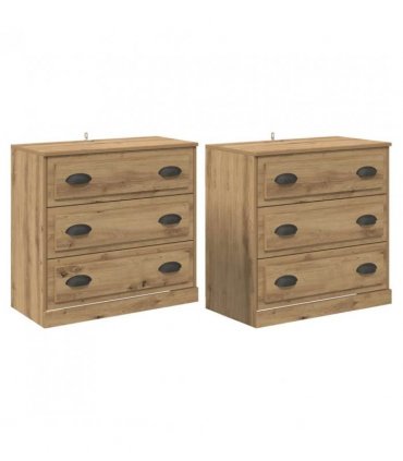 vidaXL Sideboards with Drawer 2 pcs Artisan Oak 70 x 35.5 x 67.5 cm