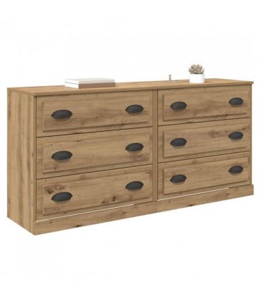 vidaXL Sideboards with Drawer 2 pcs Artisan Oak 70 x 35.5 x 67.5 cm