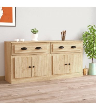 vidaXL Sideboards 2 pcs Sonoma Oak Engineered Wood — V0671964023