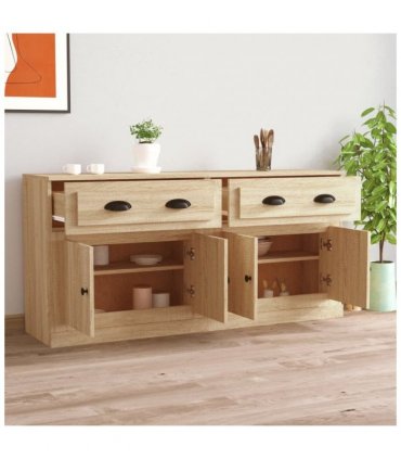 vidaXL Sideboards 2 pcs Sonoma Oak Engineered Wood — V0671964023