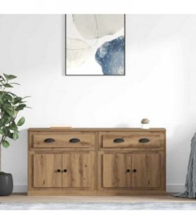 vidaXL Sideboards with Drawer 2 pcs Artisan Oak 70 x 35.5 x 67.5 cm — V0671964024