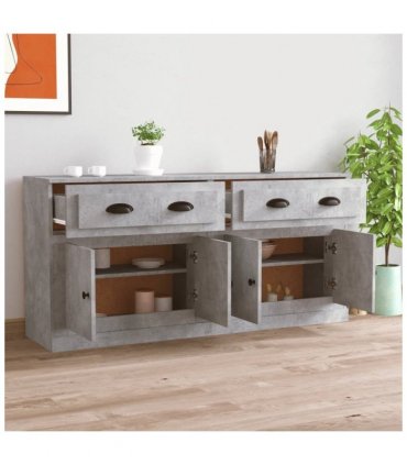 vidaXL Sideboards 2 pcs Concrete Grey Engineered Wood