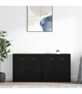 vidaXL Sideboards 2 pcs Black Oak 70 x 35.5 x 67.5 cm Engineered Wood — V0671964030