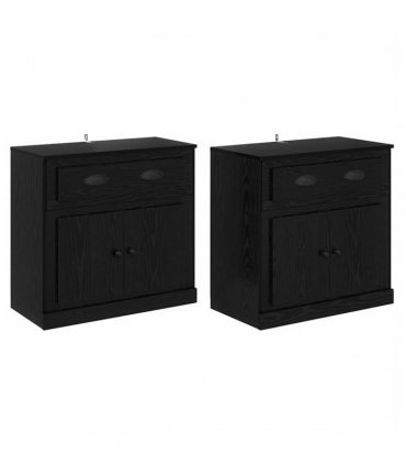 vidaXL Sideboards 2 pcs Black Oak 70 x 35.5 x 67.5 cm Engineered Wood — V0671964030
