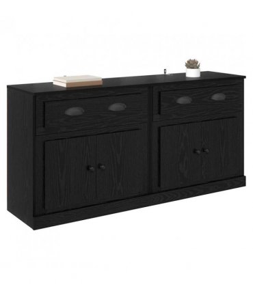 vidaXL Sideboards 2 pcs Black Oak 70 x 35.5 x 67.5 cm Engineered Wood — V0671964030