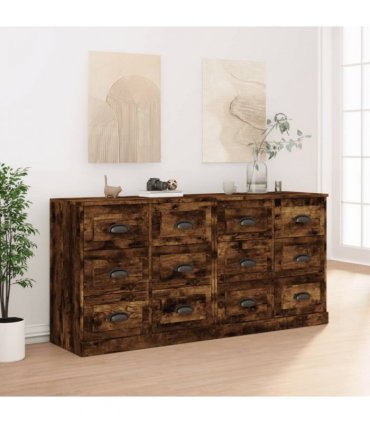 vidaXL Sideboards 2 pcs Smoked Oak Engineered Wood