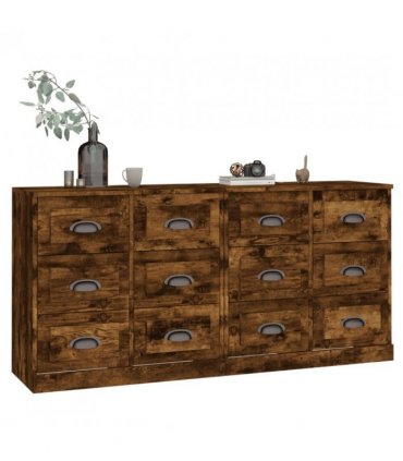 vidaXL Sideboards 2 pcs Smoked Oak Engineered Wood