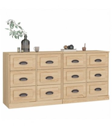 vidaXL Sideboards 2 pcs Sonoma Oak Engineered Wood — V0671964038