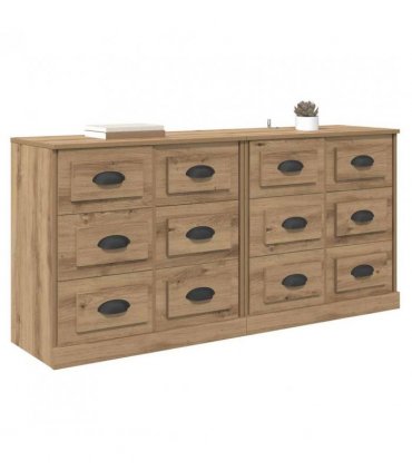 vidaXL Sideboards with Drawer 2 pcs Artisan Oak 70 x 35.5 x 67.5 cm — V0671964041