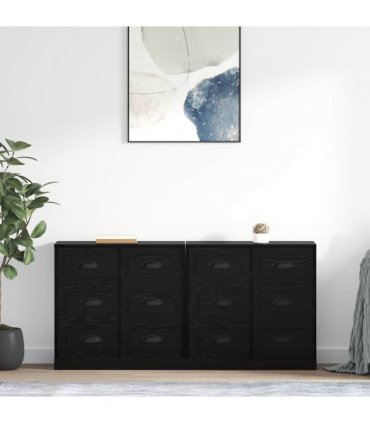 vidaXL Sideboards 2 pcs Black Oak 70 x 35.5 x 67.5 cm Engineered Wood — V0671964042