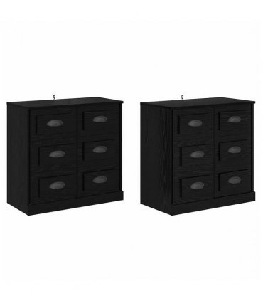 vidaXL Sideboards 2 pcs Black Oak 70 x 35.5 x 67.5 cm Engineered Wood — V0671964042