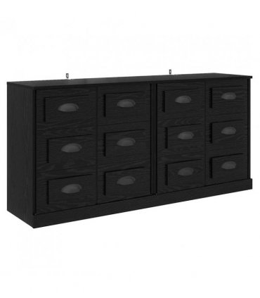 vidaXL Sideboards 2 pcs Black Oak 70 x 35.5 x 67.5 cm Engineered Wood — V0671964042