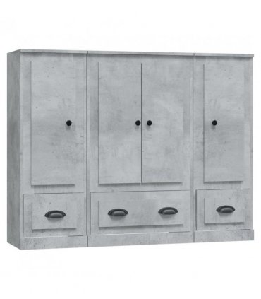 vidaXL Highboards 3 pcs Concrete Grey Engineered Wood