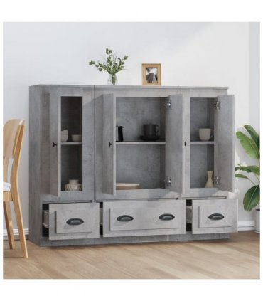 vidaXL Highboards 3 pcs Concrete Grey Engineered Wood