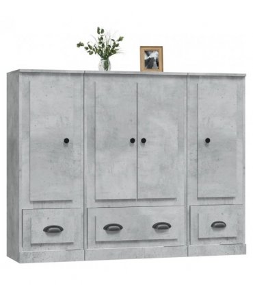 vidaXL Highboards 3 pcs Concrete Grey Engineered Wood