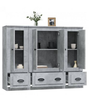 vidaXL Highboards 3 pcs Concrete Grey Engineered Wood
