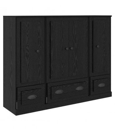 vidaXL Highboard with Drawer 3 pcs Black Oak Engineered Wood