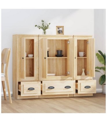 vidaXL Highboards 3 pcs Sonoma Oak Engineered Wood