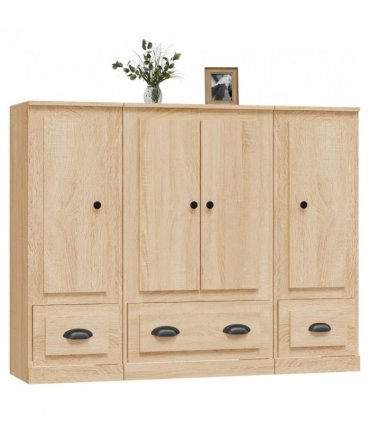 vidaXL Highboards 3 pcs Sonoma Oak Engineered Wood
