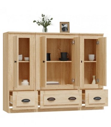 vidaXL Highboards 3 pcs Sonoma Oak Engineered Wood