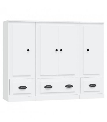 vidaXL Highboards 3 pcs White Engineered Wood