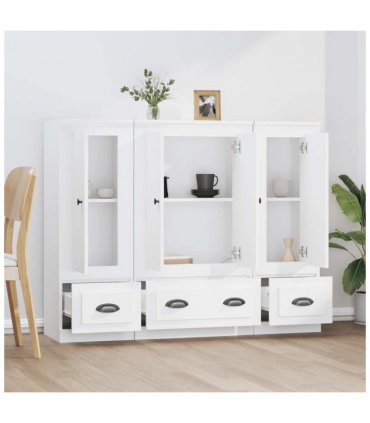 vidaXL Highboards 3 pcs White Engineered Wood