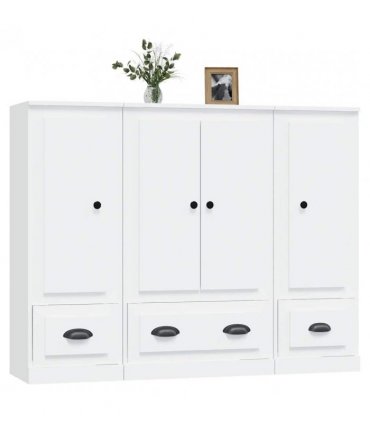 vidaXL Highboards 3 pcs White Engineered Wood